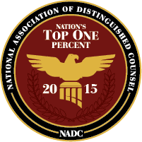 National Association of Distinguished Counsel Top One Percent 2015 recognition