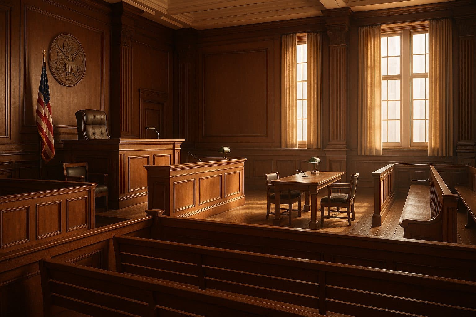 Classic American courtroom interior